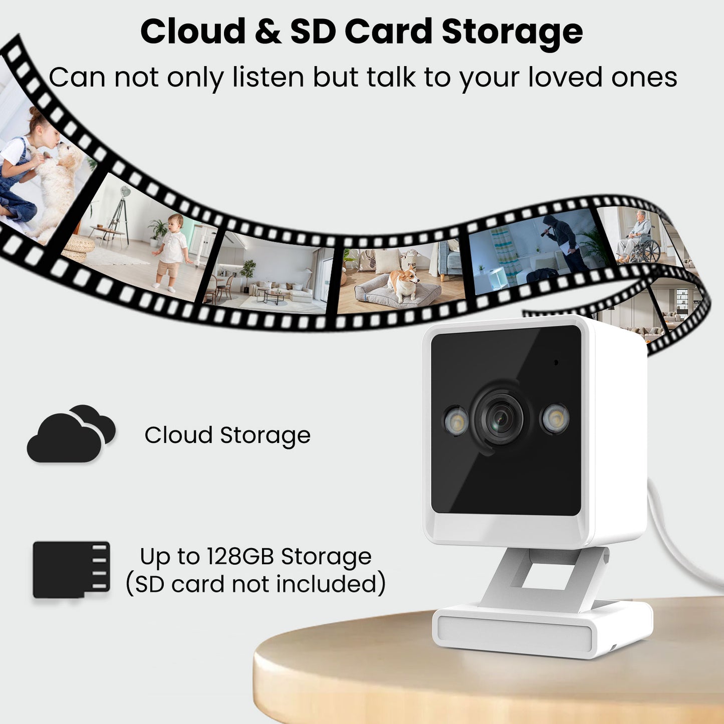 2K indoor camera with cloud & SD card storage