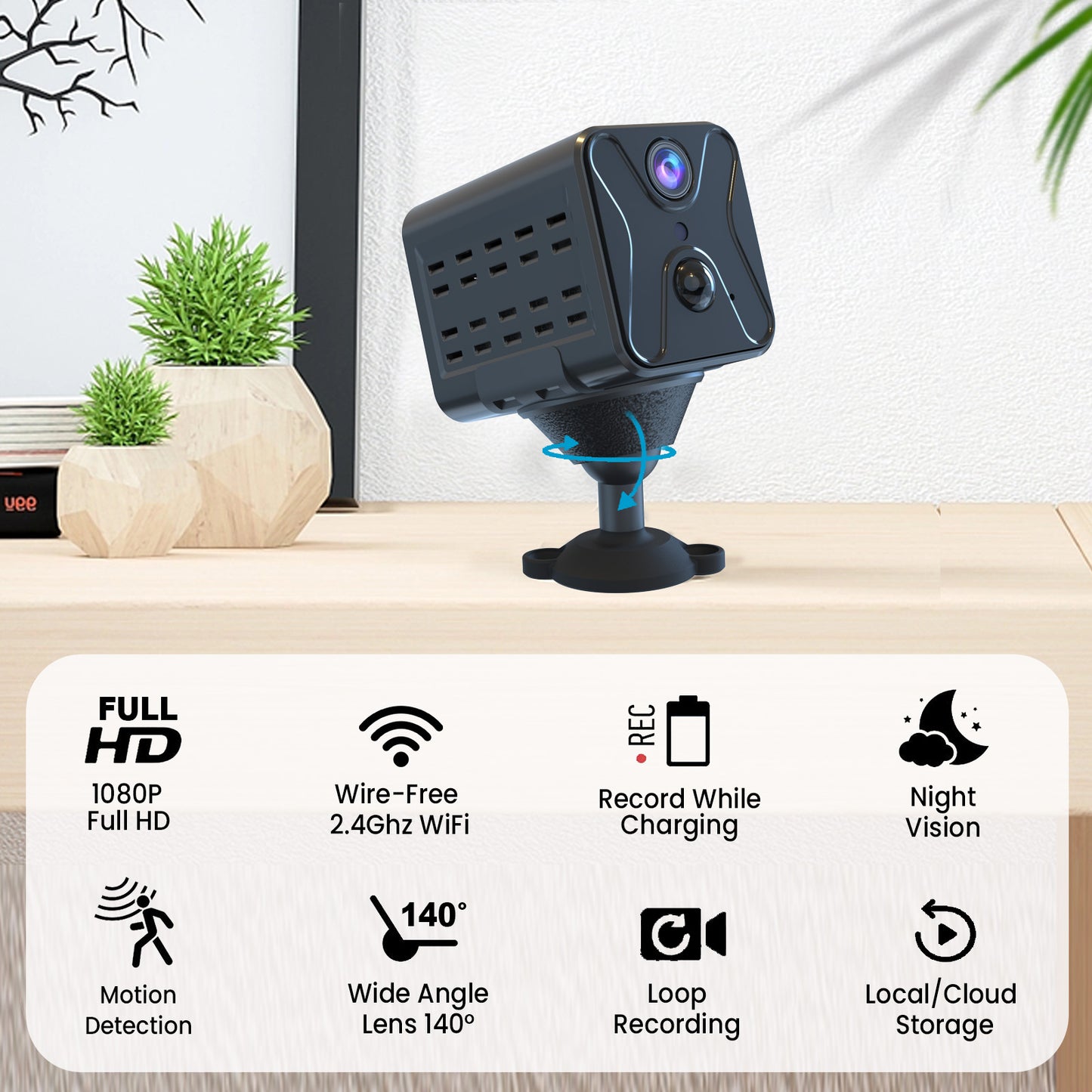Javiscam 4K hidden spy camera with WiFi indoor monitoring
