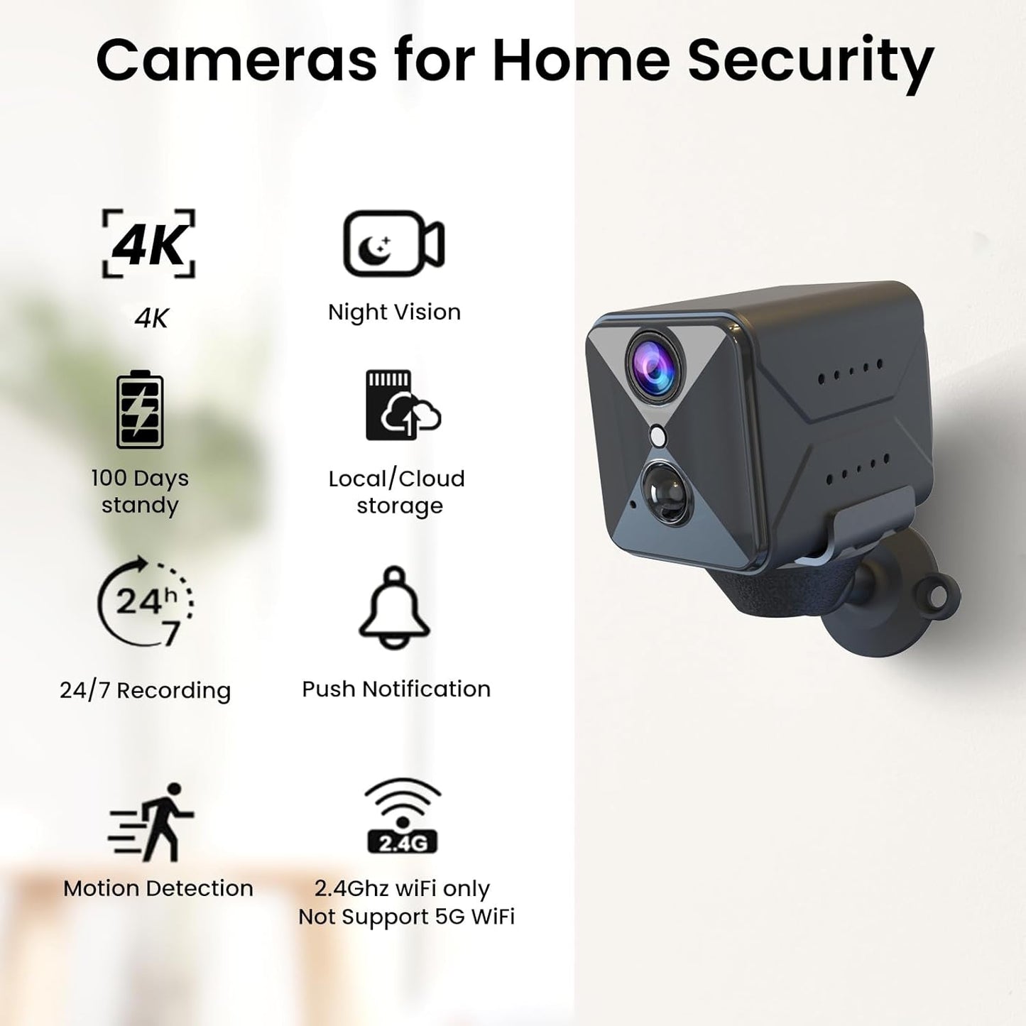 B7 4K WiFi Hidden Spy Camera Home Security Surveillance