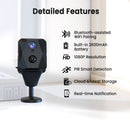 Mini cordless WiFi security camera with PIR motion detection