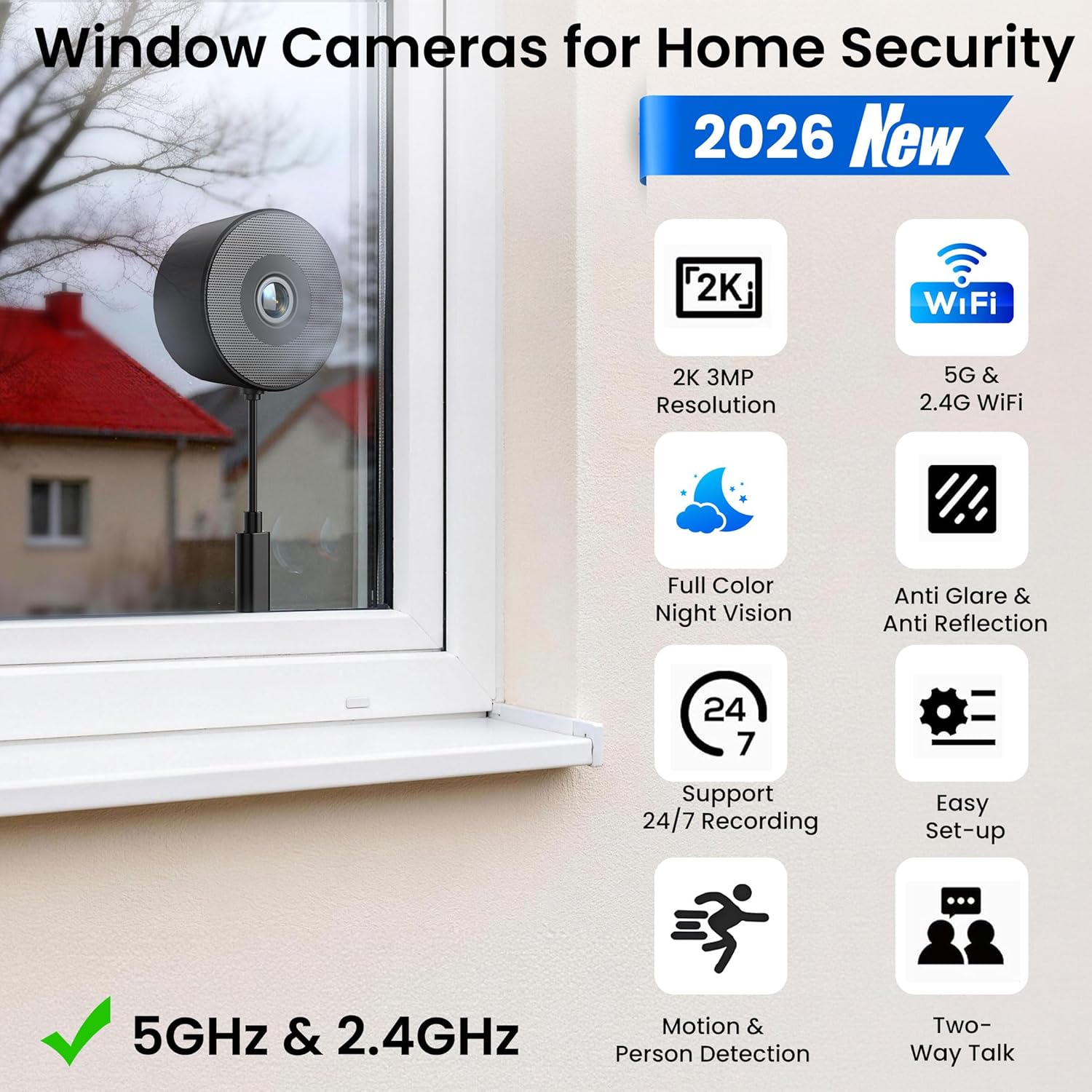 SP-CS996 2K 3MP 5GHz & 2.4GHz WiFi Window Camera