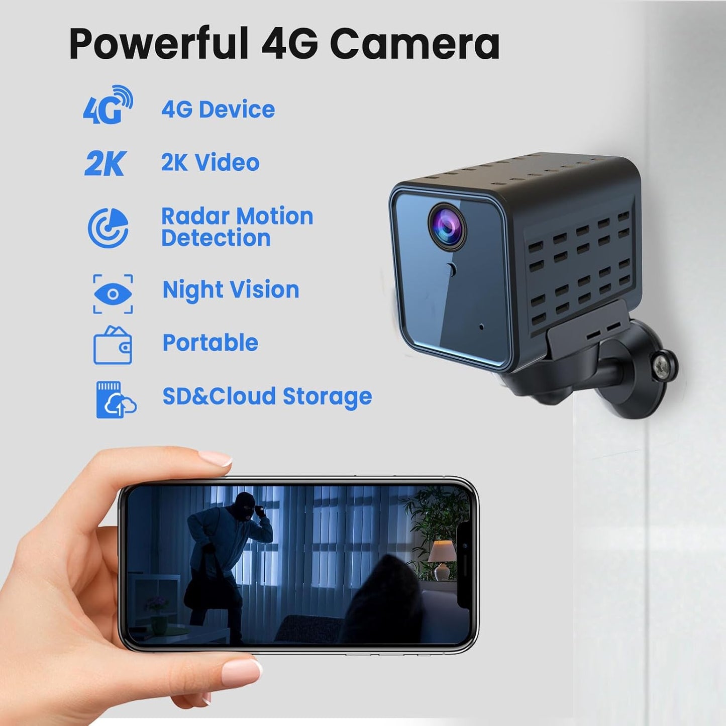 C1 4G LTE 4K Cellular Security Camera Hidden Spy Camera