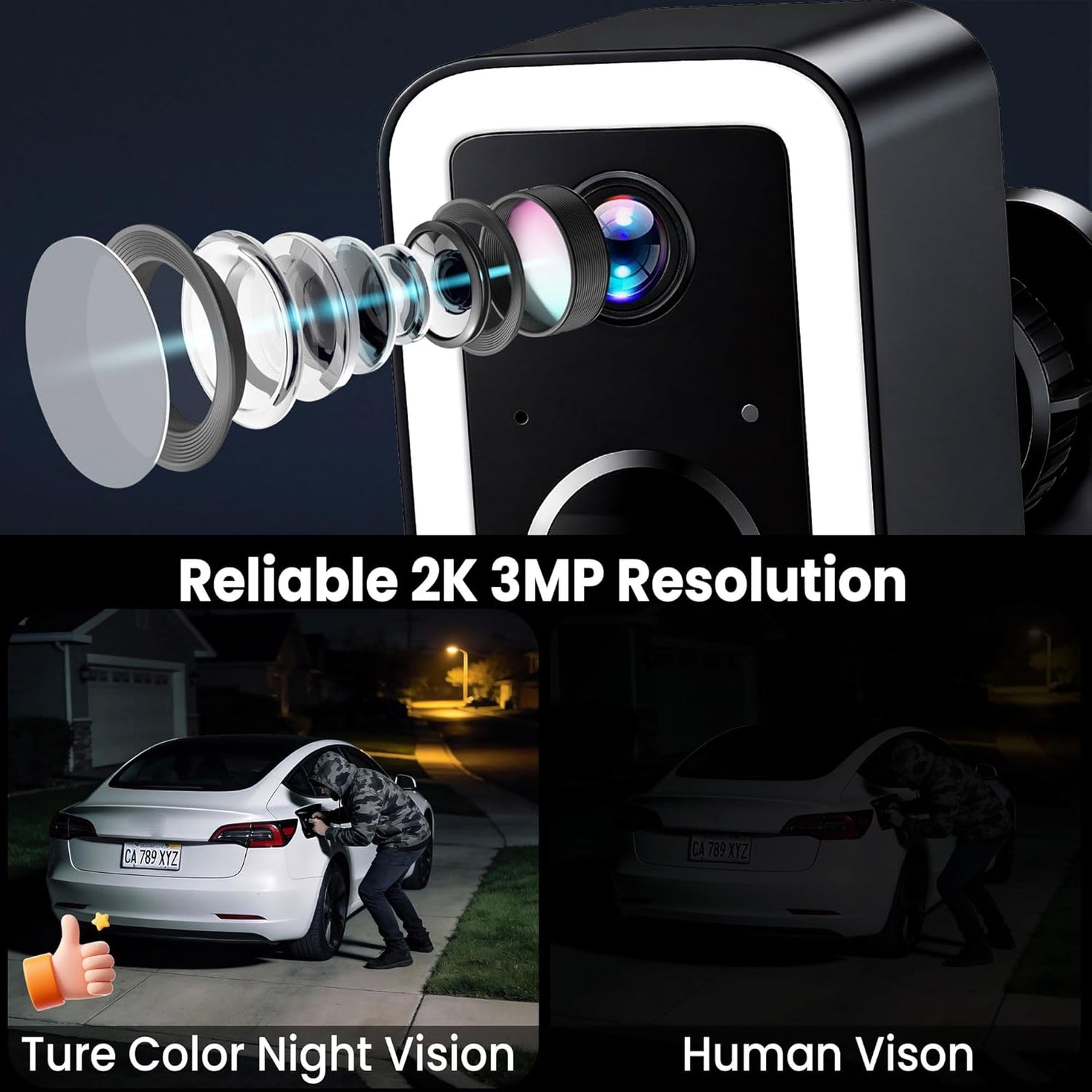 2K Security Cameras Wireless Outdoor, AI Motion Detection & Spotlight Siren Alarm