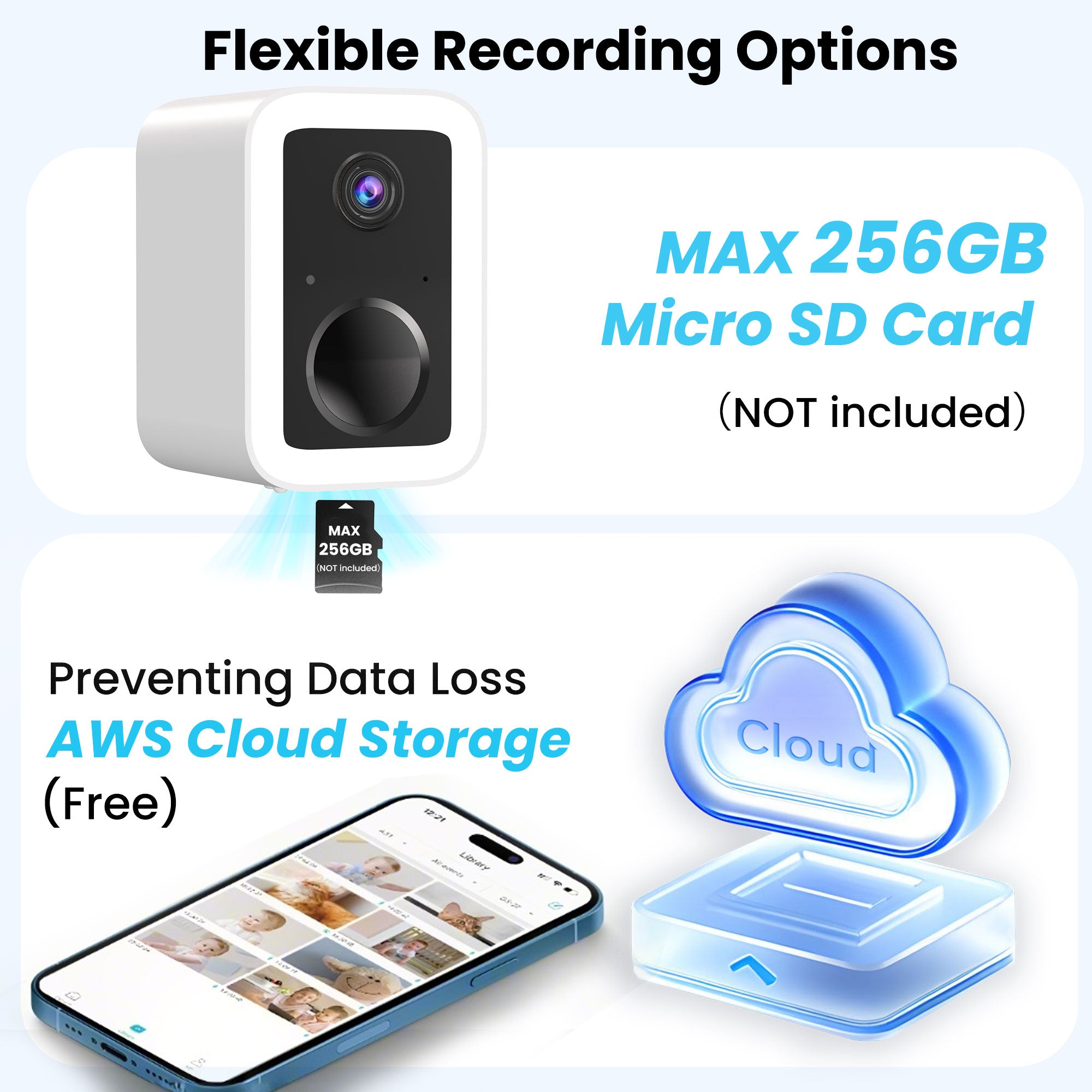 2K Wireless Outdoor Security Camera, 2-Way Talk, Free Cloud