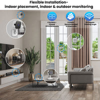 2K 3MP window security camera with no glare lens for indoor and outdoor monitoring.