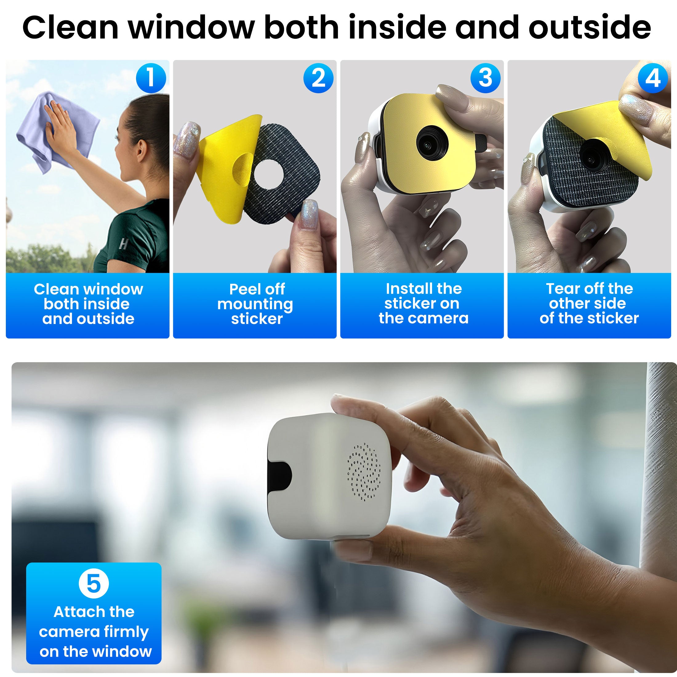 How to attach the 2K 3MP window security camera firmly on the window