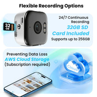Window camera with 32GB SD card for 24/7 recording
