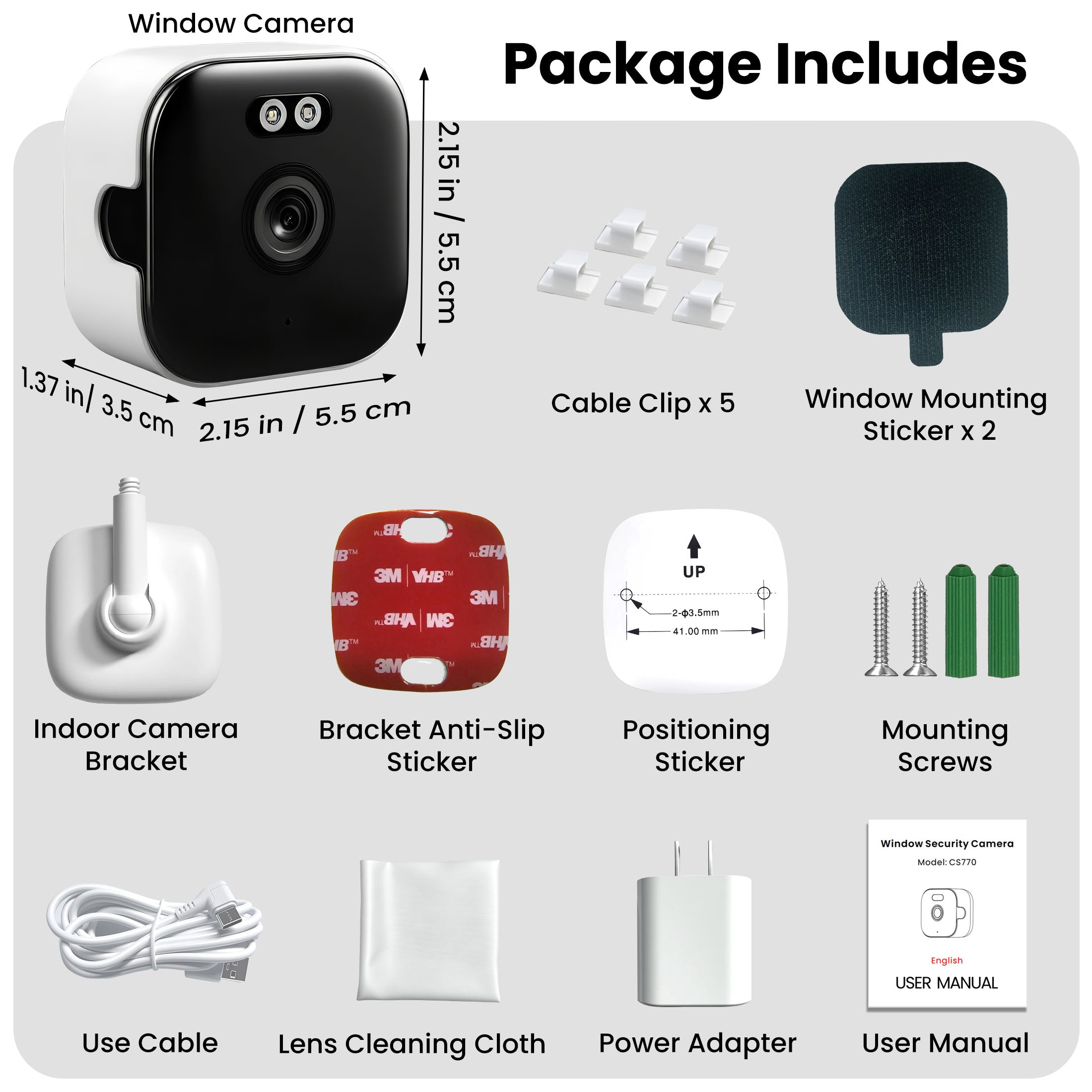 What's inbox for the 2K 3MP window security camera